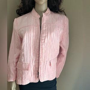 Barely worn beautiful pink jacket with zipper front closure.  Size 14 petite